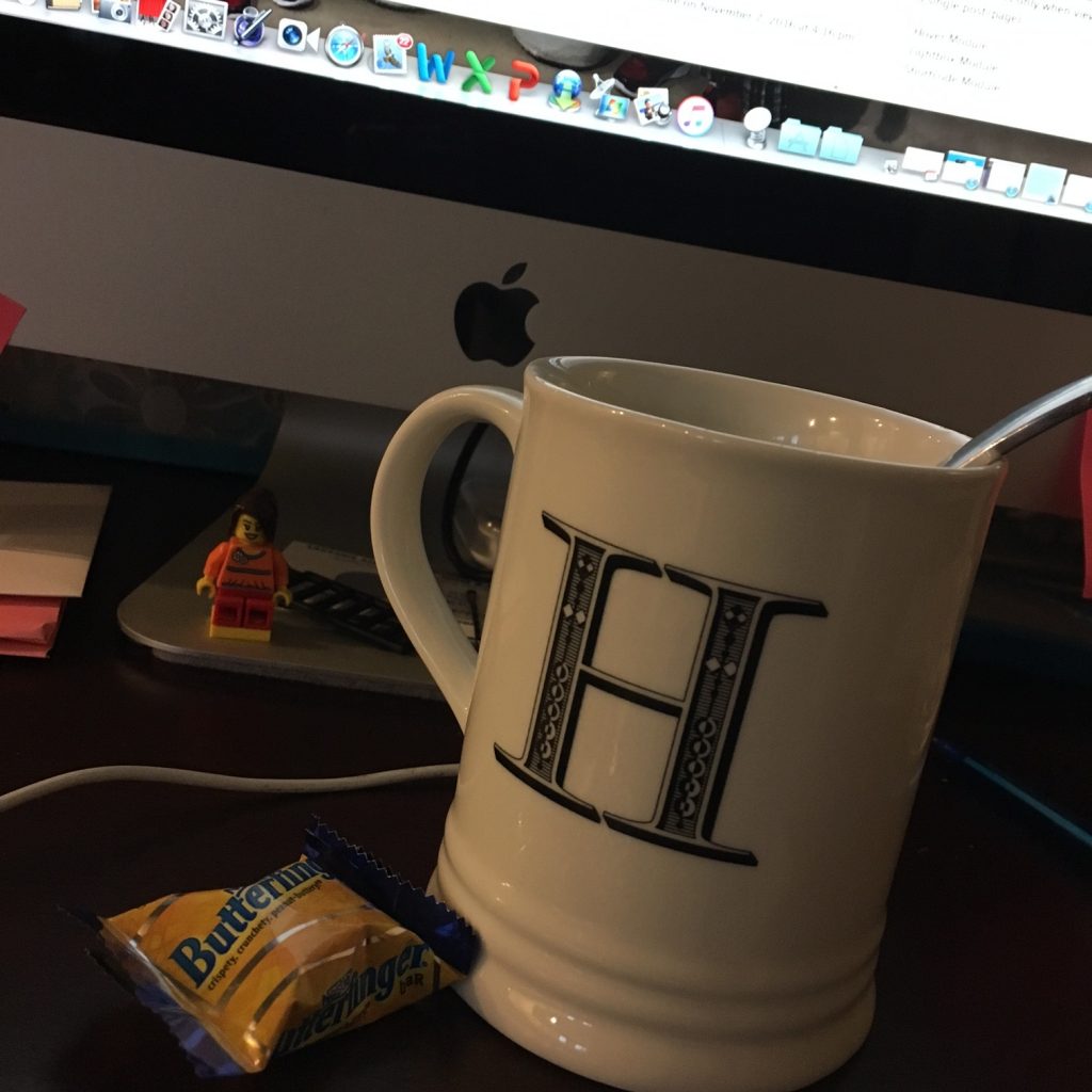 coffee cup and butterfingers