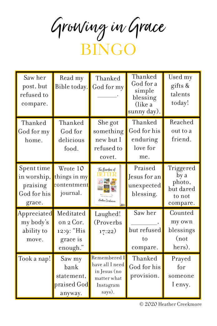 Burden of Better Bingo to Grow in Grace and Live Comparison-Free Life